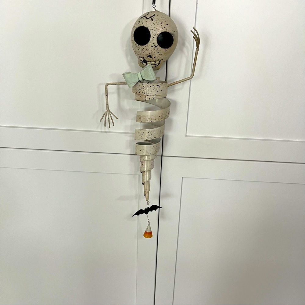 Happy Skeleton bouncy Door Decoration glow in the dark bow tie